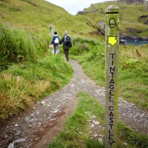 Coastal Path Print: Tintagel Castle Sign Coastal Path Print: Tintagel Castle Sign