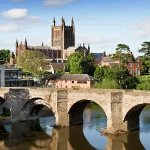 Hereford Cathedral Print, View across the River Wye