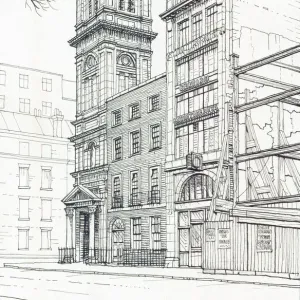 Pen and ink print of St Patricks Church, Soho Square Pen and ink print of St Patricks Church, Soho Square