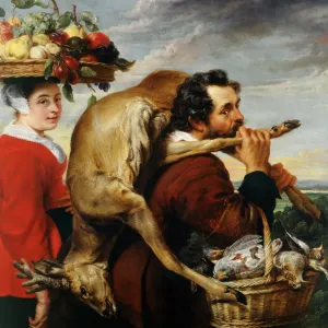 Print of Frans Snyders' Figures with Fruit and Game Print of Frans Snyders' Figures with Fruit and Game
