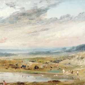 Print of Hampstead Heath with Pond and Bathers by John Constable Print of Hampstead Heath with Pond and Bathers by John Constable
