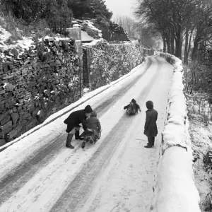 Print of Children in the Snow, Halifax Print of Children in the Snow, Halifax