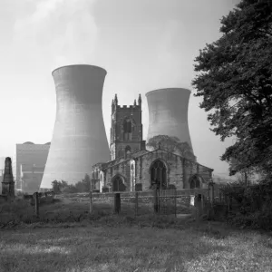 Ferrybridge Power Station Print, Church of St Edward at Brotherton Ferrybridge Power Station Print, Church of St Edward at Brotherton