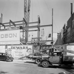 Print of Odeon cinema construction, Leicester Square, London Print of Odeon cinema construction, Leicester Square, London