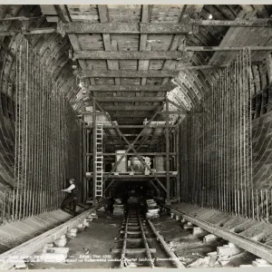 Queensway Tunnel Construction Print, 1920s Queensway Tunnel Construction Print, 1920s