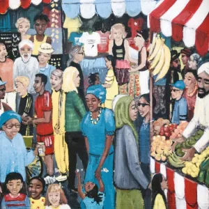 Market scene mural DP035239