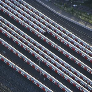 Aerial View Print of Tube Trains at Stratford Aerial View Print of Tube Trains at Stratford