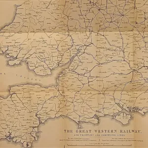 GWR Network Map Print, 1850 GWR Network Map Print, 1850