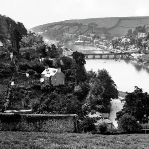 Print of Looe River Scene, Cornwall, 1924 Print of Looe River Scene, Cornwall, 1924