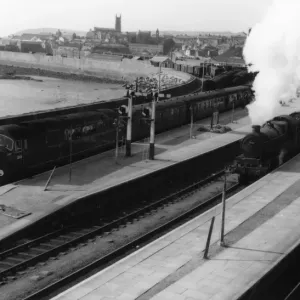 Penzance Station Print, c.1960: Warship and Castle Class Locomotives Penzance Station Print, c.1960: Warship and Castle Class Locomotives