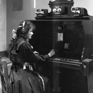 Female Telegraph Operator Print, 1910 Female Telegraph Operator Print, 1910