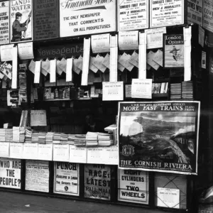 Print of Wymans Bookstall at Paddington Station, 1913 Print of Wymans Bookstall at Paddington Station, 1913