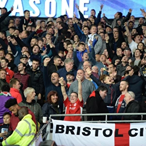 Bristol City Fans Rally at Cardiff City Stadium during Sky Bet Championship Match