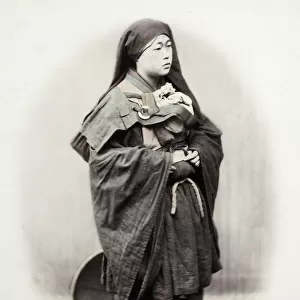 1860s Japan - portrait of a mendicant nun beggar Felice or Felix Beato