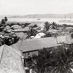 1891 - West Indies, Port Royal Jamaica with HMS Urgent at anchor