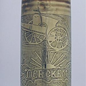 A 1913 77 mm shell case, engraved Merkem