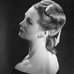 Elegant Woman with Elaborate 1940s Hairstyle Print Elegant Woman with Elaborate 1940s Hairstyle Print