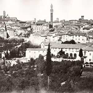 19th century vintage photograph - view of Siena in Italy