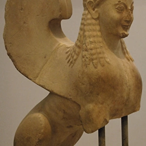6th century BCE. Votive statue of a sphinx. BC 560-550. Acro