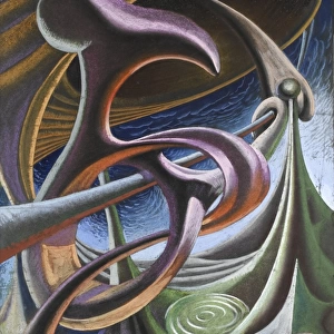 Abstract painting of fluid forms