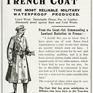 Advert for Aquascutum waterproof military coats 1916