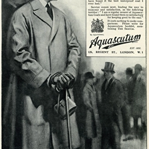 Advert for Aquascutum weatherproof coats 1923