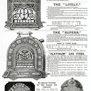 Advert for Arden Hills & Co gas fires 1884