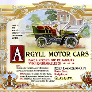 Advert, Argyll Motor Cars, Glasgow, Scotland