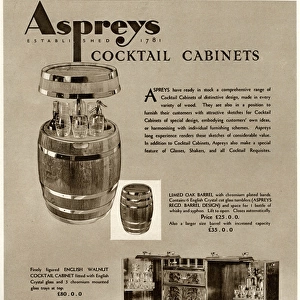 Advert for Asprey cocktail cabinets 1934