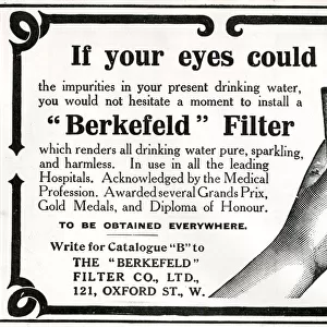 Advert for Berkefeld Filter, clean water 1912
