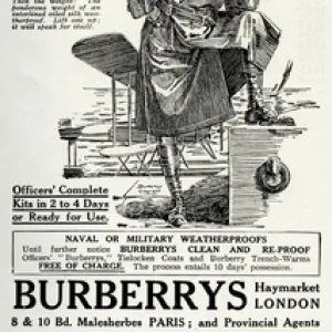 Advert for Burberrys tielocken trench coats 1916