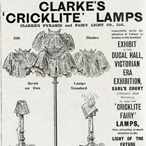 Advert for Clarkes cricklite lamps 1897