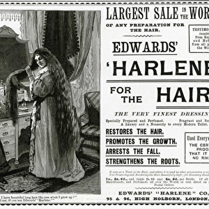 Advert for Edwards Harlene for hair 1897
