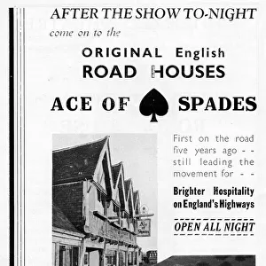 Advertisement for the famous Ace of Spades road house, the progenitor of a number of road