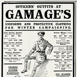 Advert for Gamages officers outfits 1915