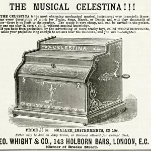 Advert for Geo. Whight & Co, musical Celestina 1885 Advert for Geo
