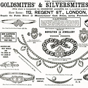 Advert for Goldsmiths & Silversmiths jewellery 1894