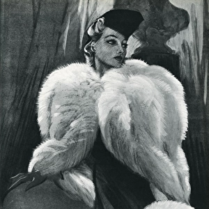 Advert for Harrods white fox capes and muffs 1937