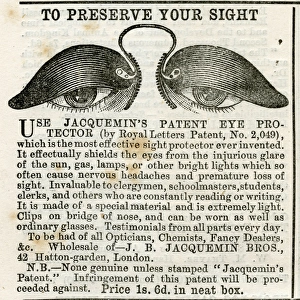 Advert for J. B Jacquemin Bros eye protectors