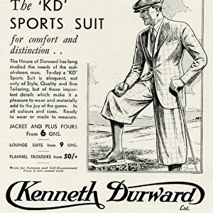 Advert for Kenneth Durward sports suits 1934