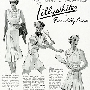 Advert for Lillywhites sports clothing 1937