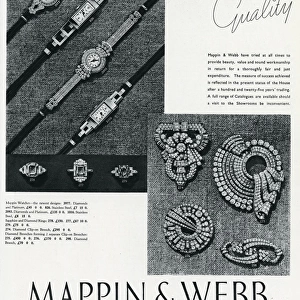 Advert for Mappin & Webb watches and brooches 1937