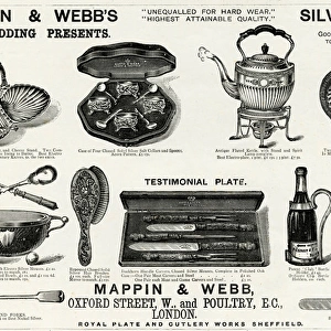 Advert for Mappin & Webbs wedding gifts 1889
