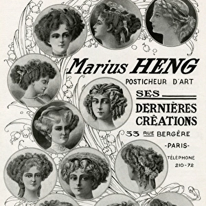 Advert for Marius Heng, hair and beauty 1909