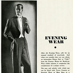 Advert for Moss Bros mens evening wear