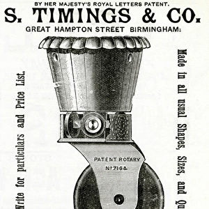 Advert for S. Timings & Co. patent rotary castors 1888