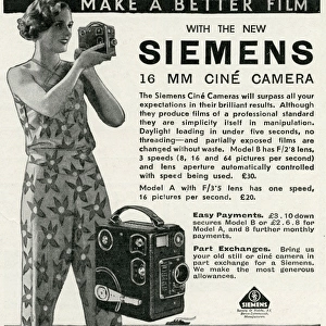 Advert for Siemens Cine Cameras 1933