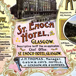 Advert, St Enoch Hotel, Glasgow, Scotland