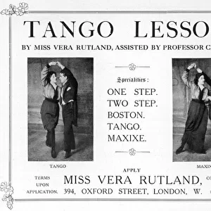 An advertisement for tango lessons