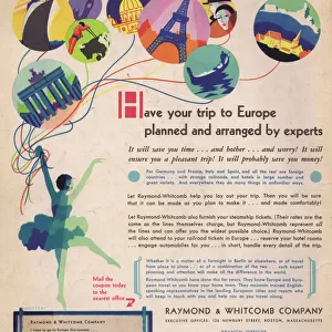Advert for travel agency Raymond and Whitcomb Company, 1931